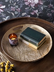 Laura Ashley Matt Champagne Winspear Leaf Embossed Round Platter - Image 1 of 6