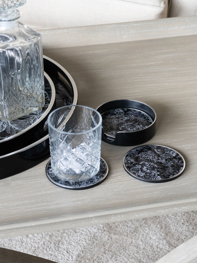 Laura Ashley Black Louise Print Coasters Set Of 4 - Image 1 of 3