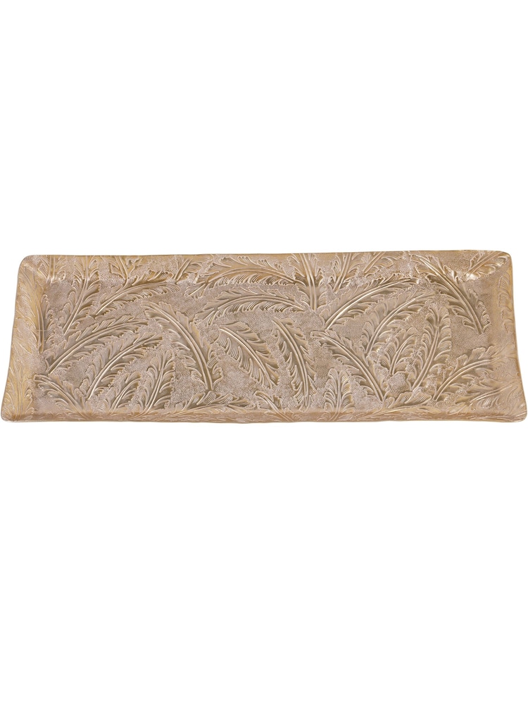 Laura Ashley Matt Champagne Winspear Leaf Embossed Rectangular Platter - Image 2 of 5 Laura Ashley Matt Champagne Winspear Leaf Embossed Rectangular Platter - Image 2 of 5