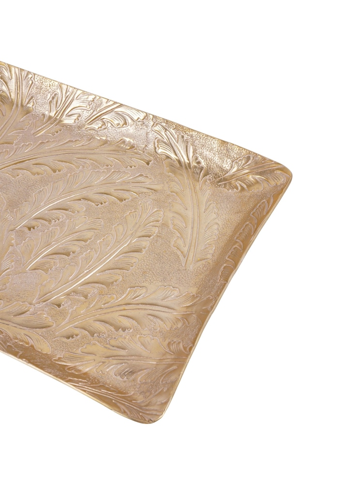 Laura Ashley Matt Champagne Winspear Leaf Embossed Rectangular Platter - Image 5 of 5 Laura Ashley Matt Champagne Winspear Leaf Embossed Rectangular Platter - Image 5 of 5