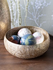 Laura Ashley Matt Champagne Small Winspear Leaf Embossed Round Bowl - Image 2 of 6