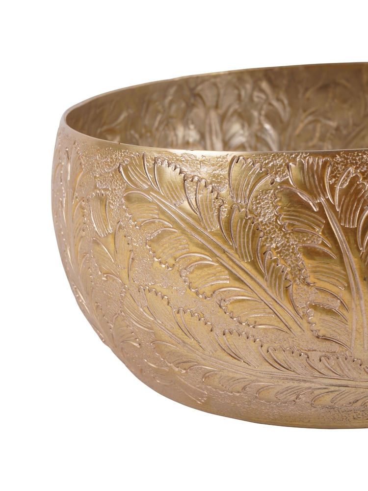 Laura Ashley Matt Champagne Small Winspear Leaf Embossed Round Bowl - Image 6 of 6