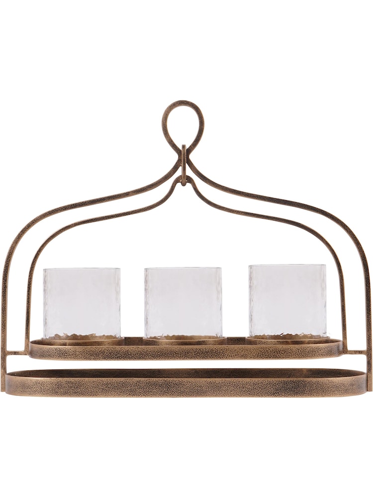 Laura Ashley Aged Gold Loop Three Votive Tea Light Candle Holders - Image 2 of 5 Laura Ashley Aged Gold Loop Three Votive Tea Light Candle Holders - Image 2 of 5