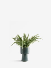 Green Artifical Fern in Ripple Glazed Vase - Image 3 of 3