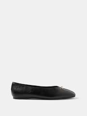 Mint Velvet Black Ruby Leather Ballet Flat Pumps - Image 1 of 4