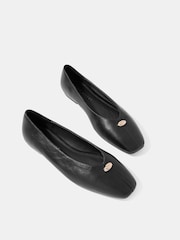 Mint Velvet Black Ruby Leather Ballet Flat Pumps - Image 2 of 4