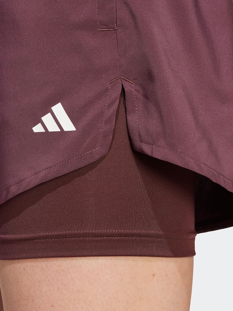 adidas Burgundy Red Aeroready Minimal 2-in-1 Shorts - Image 5 of 6