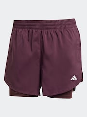 adidas Burgundy Red Aeroready Minimal 2-in-1 Shorts - Image 6 of 6