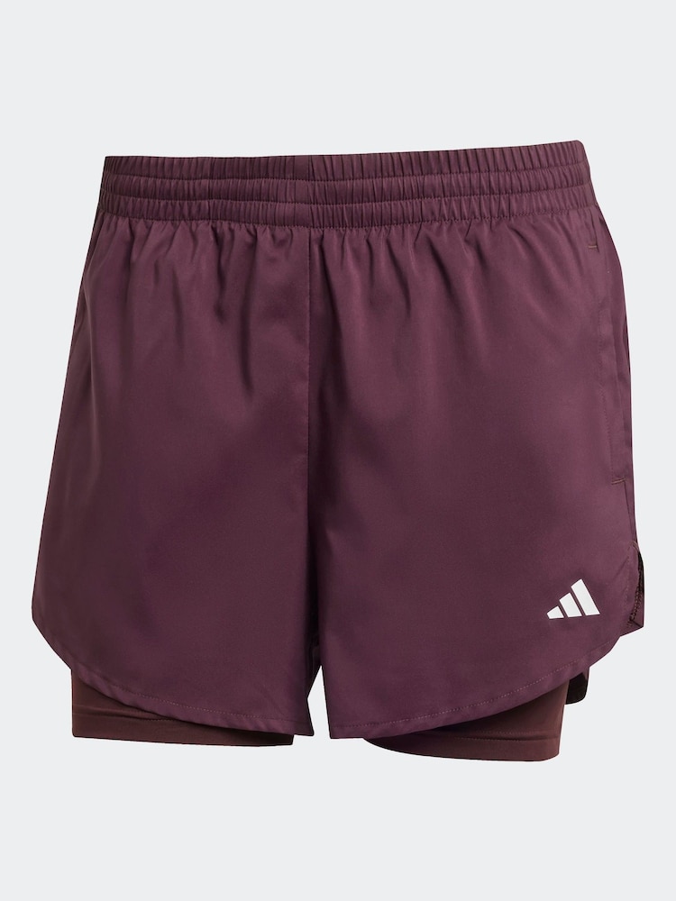 adidas Burgundy Red Aeroready Minimal 2-in-1 Shorts - Image 6 of 6