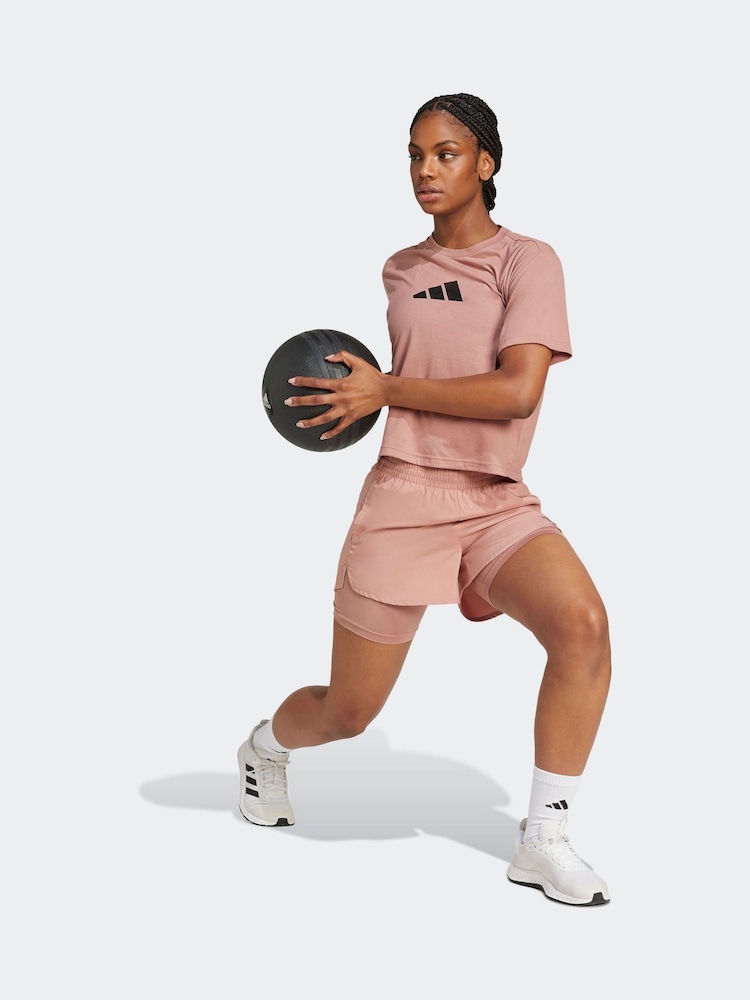 adidas Pink Aeroready Minimal 2-in-1 Shorts - Image 4 of 7