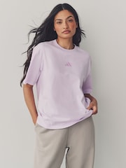 adidas Purple Boyfriend 3-Stripes 100% Cotton T-Shirt - Image 1 of 6