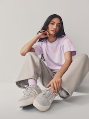 adidas Purple Boyfriend 3-Stripes 100% Cotton T-Shirt - Image 2 of 6