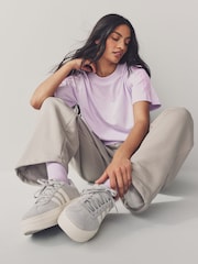 adidas Purple Boyfriend 3-Stripes 100% Cotton T-Shirt - Image 4 of 6