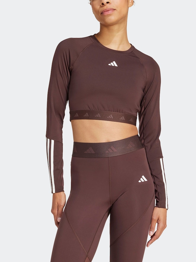 adidas Brown/White Hyperglam Long Sleeve - Image 2 of 8