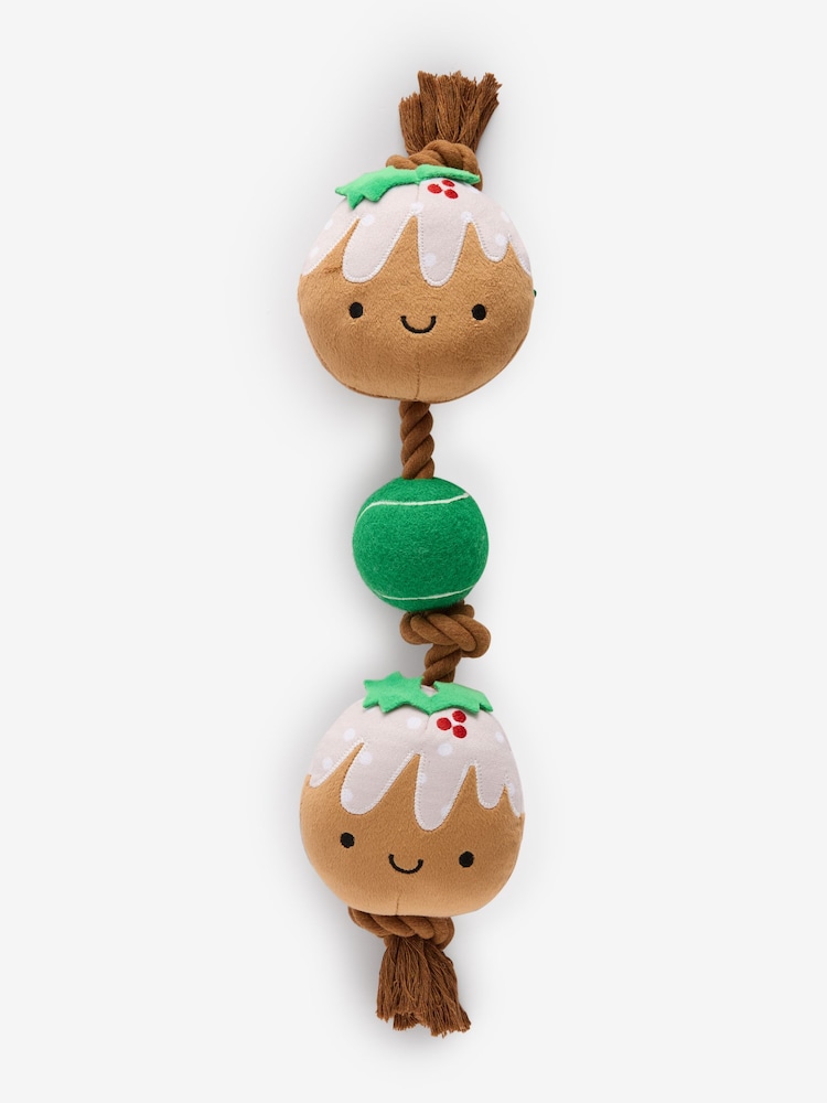 Christmas Pudding Rope and Ball Pet Toy - Image 1 of 4