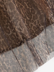 Leopard Print Mesh Tulle Midi Skirt - Image 6 of 7