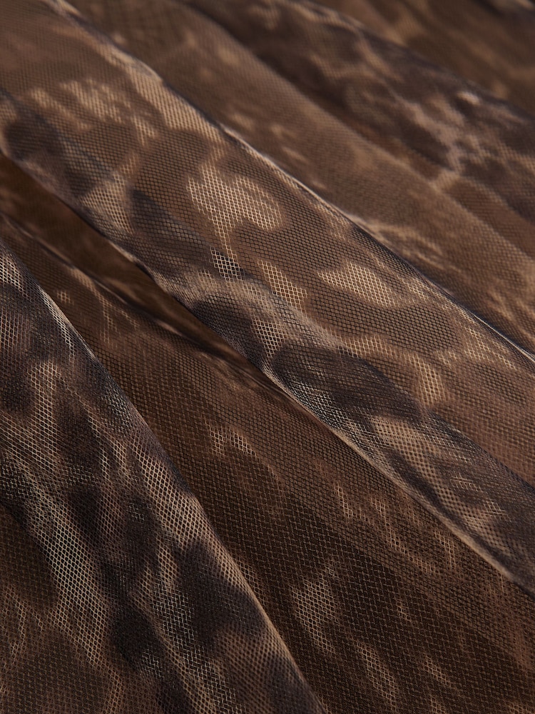 Leopard Print Mesh Tulle Midi Skirt - Image 7 of 7
