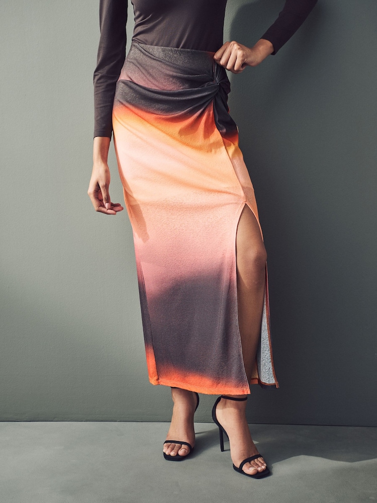 Orange Sarong Maxi Skirt - Image 1 of 7