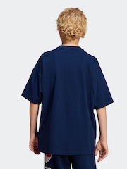 adidas Blue Trefoil Loose 100% Cotton T-Shirt - Image 2 of 5