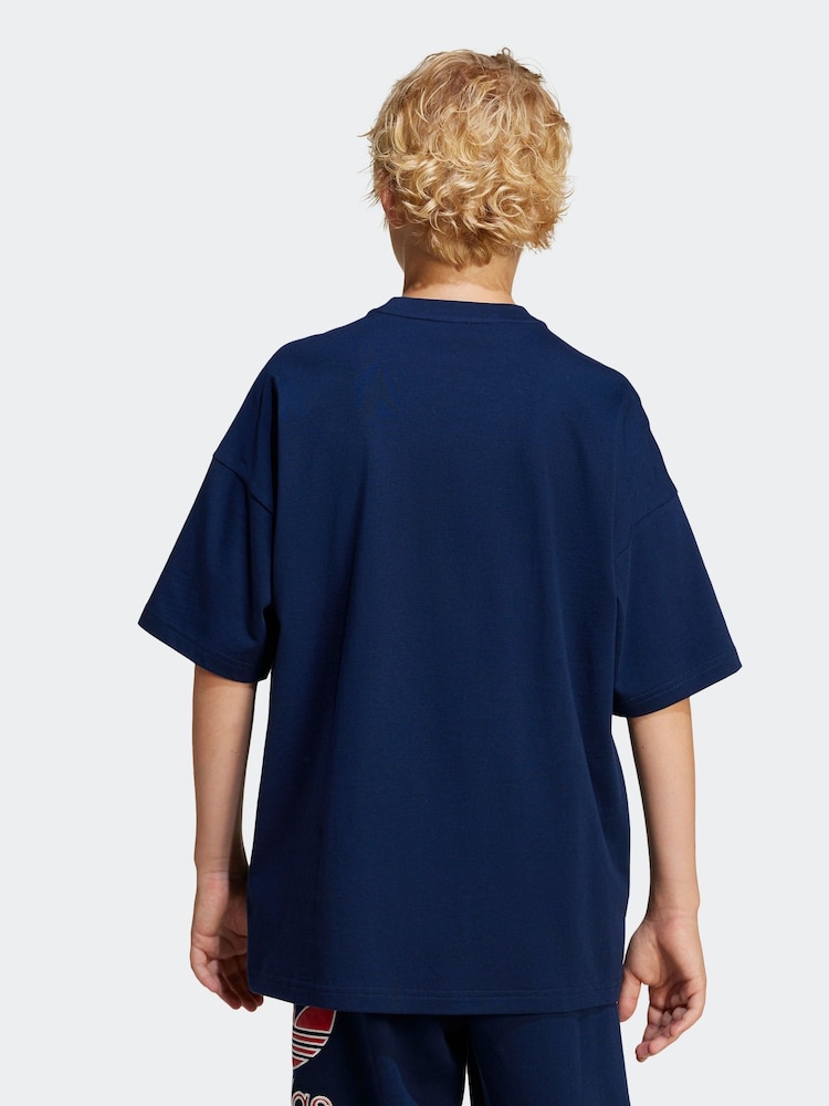 adidas Blue Trefoil Loose 100% Cotton T-Shirt - Image 2 of 5