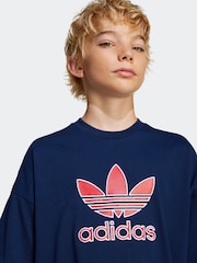 adidas Blue Trefoil Loose 100% Cotton T-Shirt - Image 4 of 5