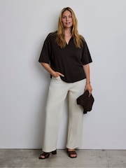 Live Unlimited Brown Polo Neck Short Sleeve Jumper - Image 1 of 5