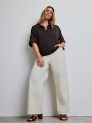 Live Unlimited Brown Polo Neck Short Sleeve Jumper - Image 2 of 5