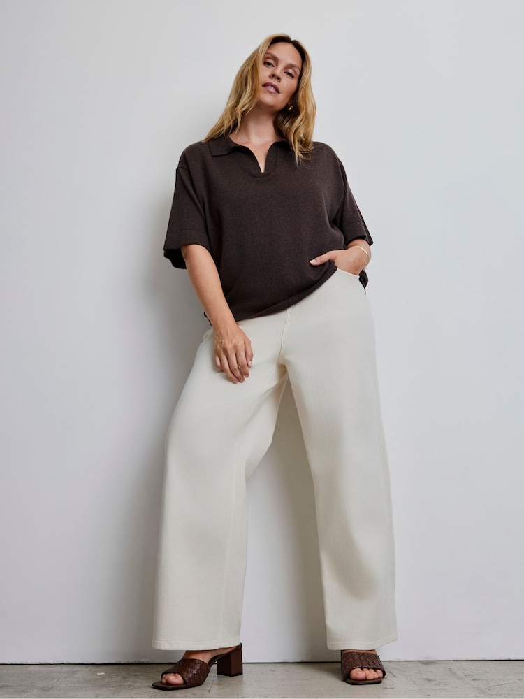 Live Unlimited Brown Polo Neck Short Sleeve Jumper - Image 2 of 5 Live Unlimited Brown Polo Neck Short Sleeve Jumper - Image 2 of 5