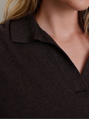 Live Unlimited Brown Polo Neck Short Sleeve Jumper - Image 4 of 5