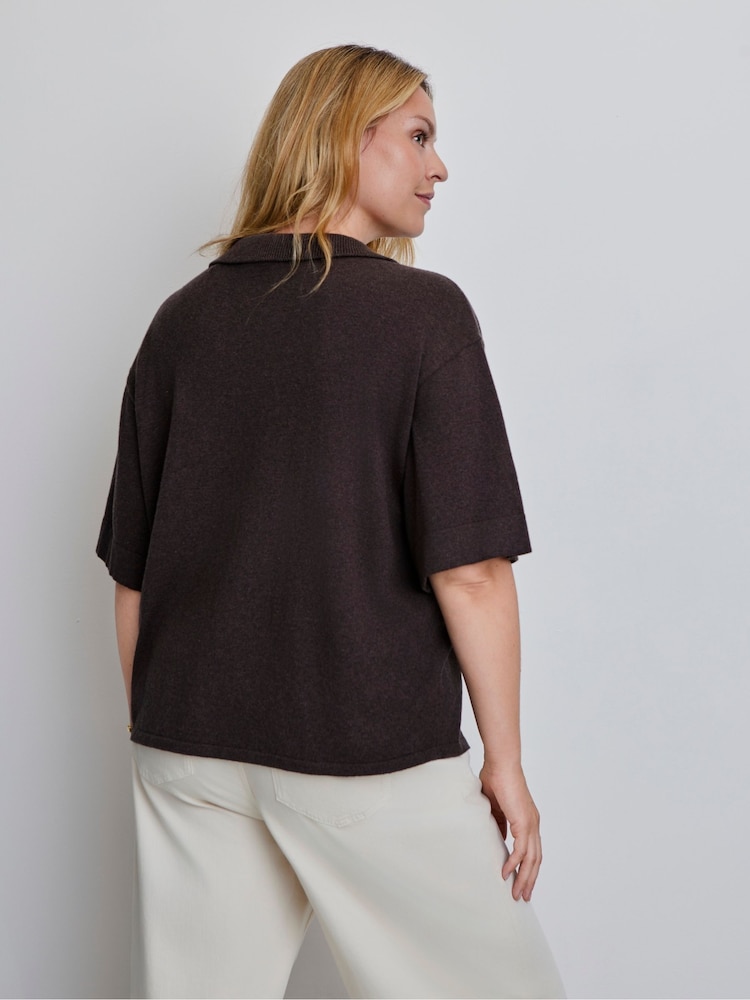 Live Unlimited Brown Polo Neck Short Sleeve Jumper - Image 5 of 5 Live Unlimited Brown Polo Neck Short Sleeve Jumper - Image 5 of 5