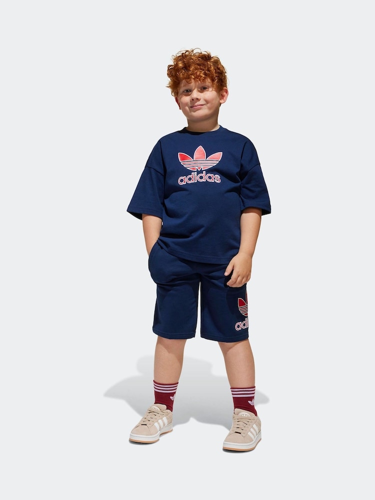 adidas originals Blue Short 100% Cotton T-Shirt Set - Image 1 of 8