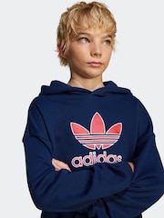 adidas originals Blue Oversized Big Logo 100% Cotton Hoodie - Image 1 of 6