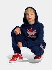 adidas originals Blue Oversized Big Logo 100% Cotton Hoodie - Image 4 of 6