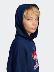 adidas originals Blue Oversized Big Logo 100% Cotton Hoodie - Image 5 of 6