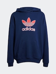 adidas originals Blue Oversized Big Logo 100% Cotton Hoodie - Image 6 of 6
