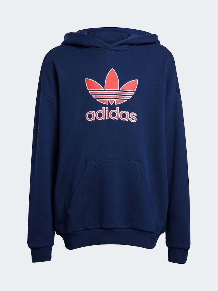 adidas originals Blue Oversized Big Logo 100% Cotton Hoodie - Image 6 of 6