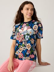 أزرق - أبيض - تيشِرت مورد قطن 100% تشكيلة Liberty London من adidas originals - صورة 1 من 6