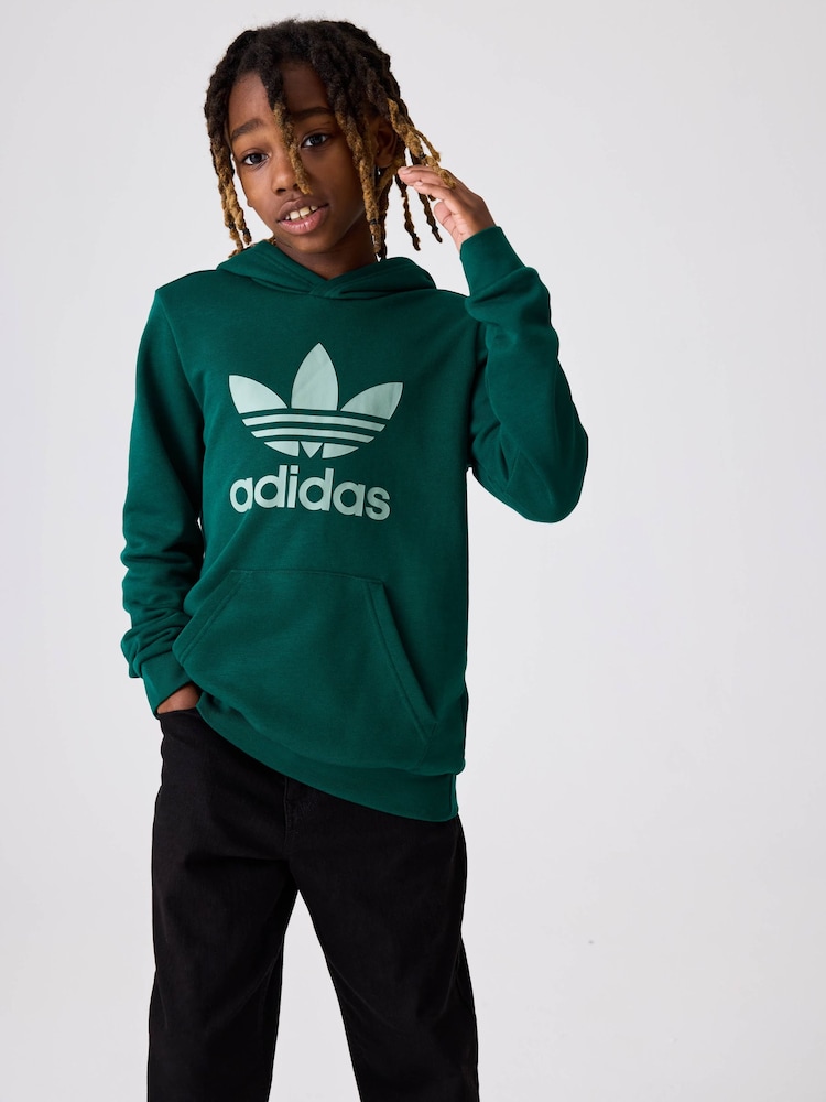 adidas originals Green Trefoil Hoodie - Image 1 of 11 adidas originals Green Trefoil Hoodie - Image 1 of 11