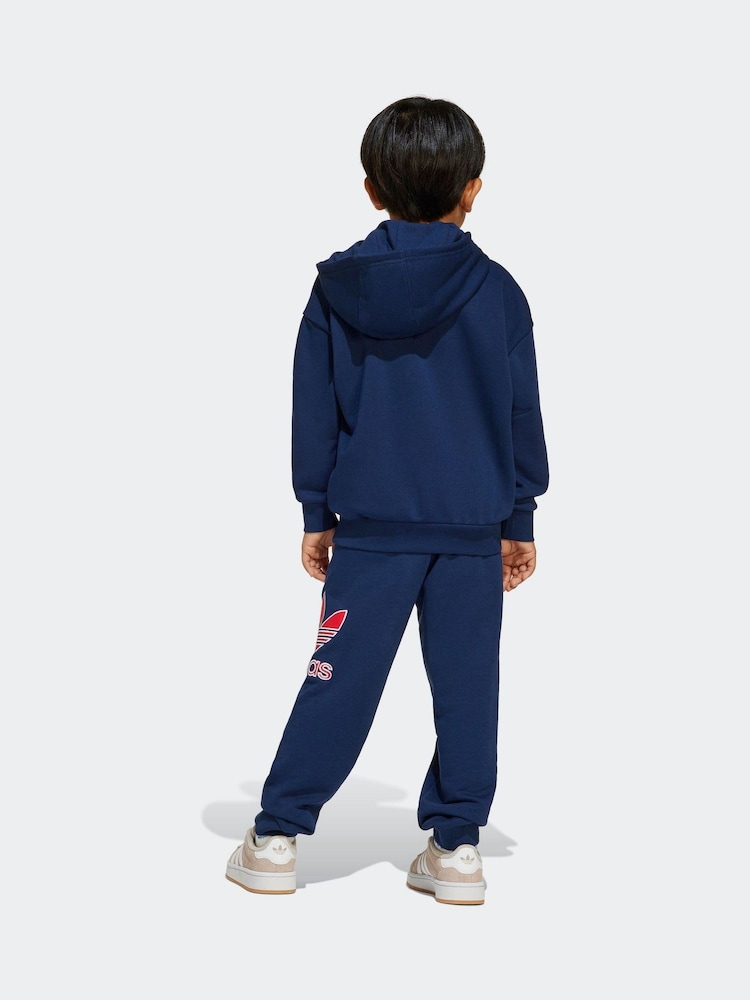 adidas Originals Blue Kids Big Logo Hoodie and Joggers Set - Image 2 of 8