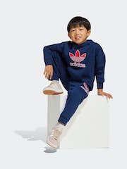 adidas Originals Blue Kids Big Logo Hoodie and Joggers Set - Image 3 of 8