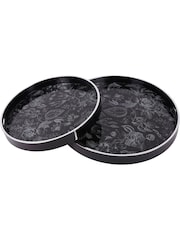 Laura Ashley Black Louise Print Trays Set Of 2 - Image 2 of 6