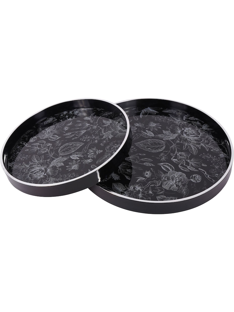 Laura Ashley Black Louise Print Trays Set Of 2 - Image 2 of 6
