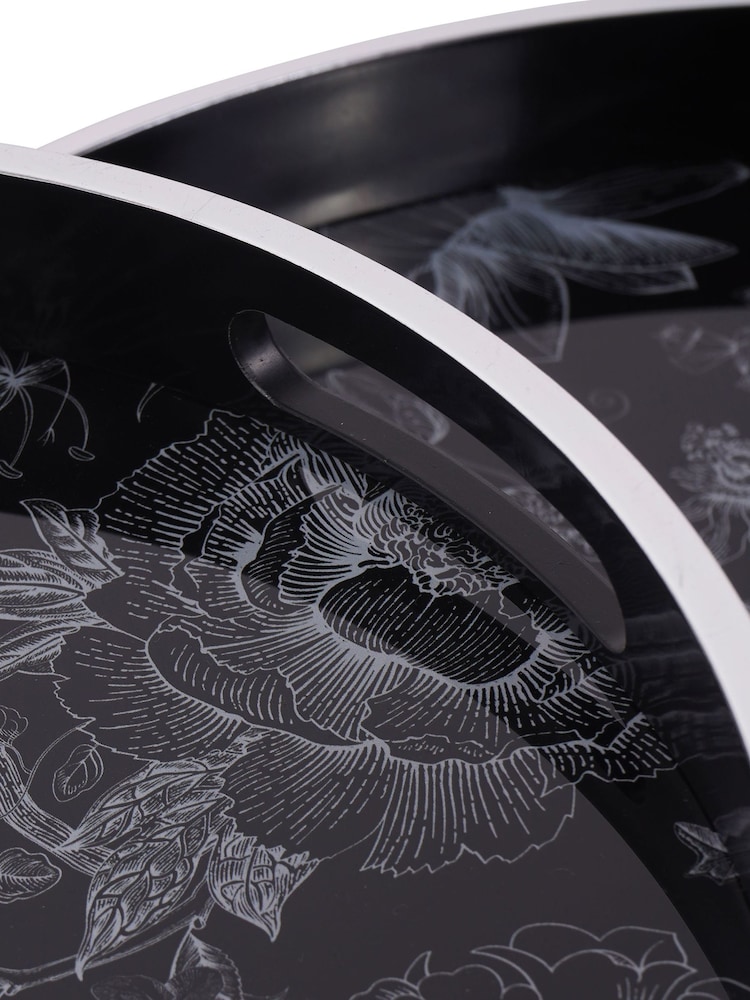 Laura Ashley Black Louise Print Trays Set Of 2 - Image 6 of 6