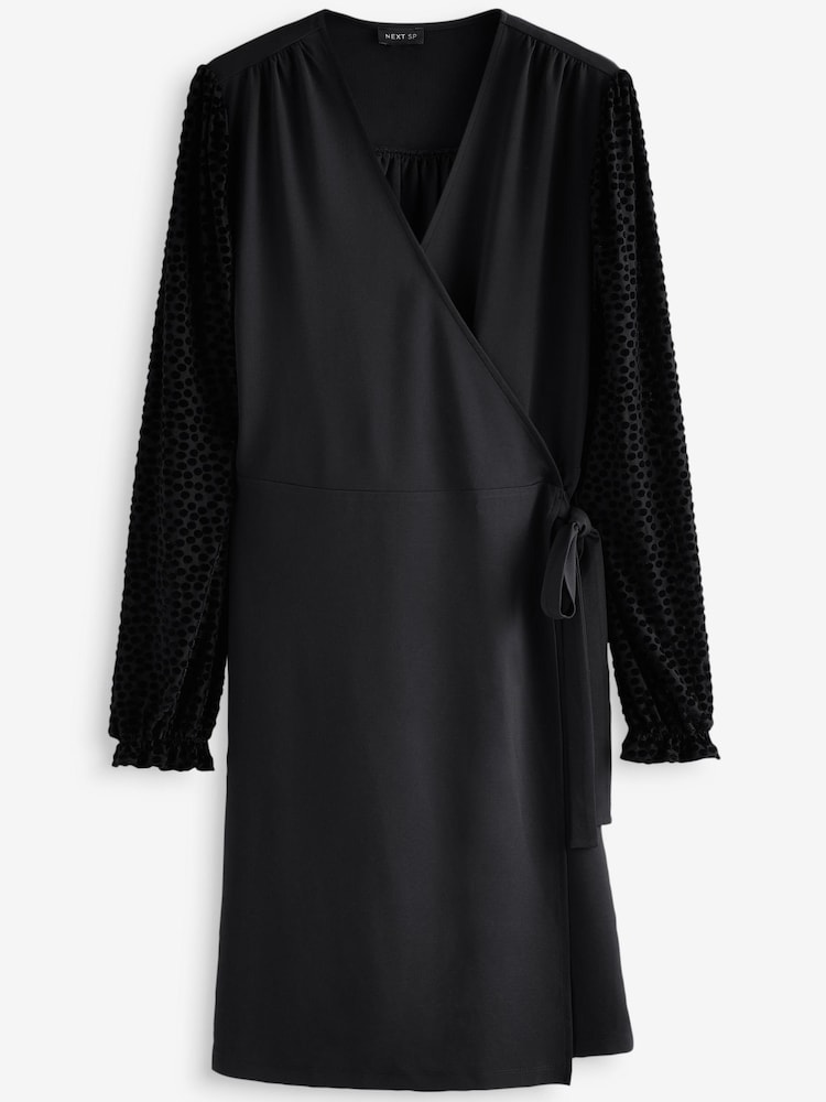 Black Wrap Spot Dress - Image 1 of 1
