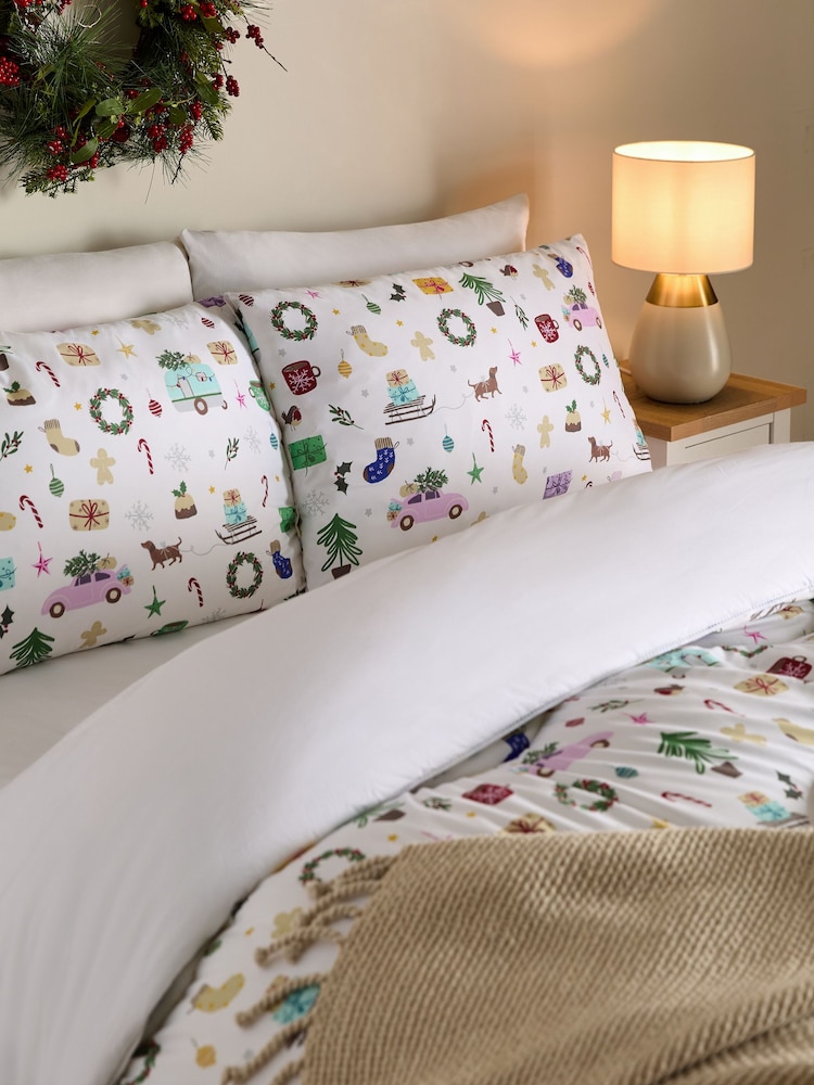Next x Night Lark Christmas 10.5 Tog Coverless Duvet and Pillowcase Set - Image 2 of 7