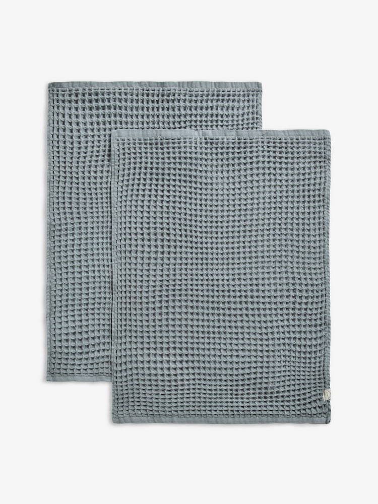 Set of 2 Grey Waffle Tea Towels - Image 5 of 5