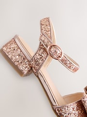 Rose Gold Glitter Bow Heeled Sandals - Image 3 of 4