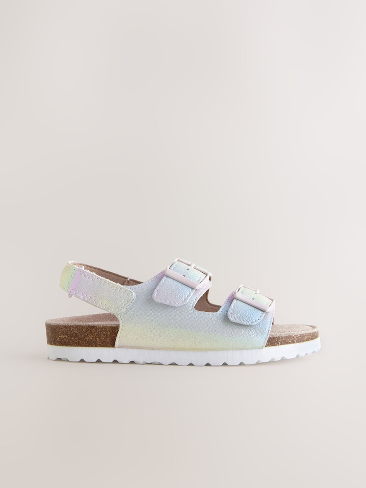 Rainbow Metallic Standard Fit (F) Touch Fastening Strap Corkbed Sandals - Image 2 of 5