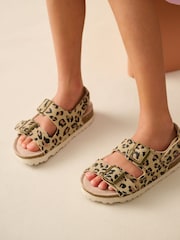 Animal Printed Standard Fit (F) Touch Fastening Strap Corkbed Sandals - Image 1 of 2