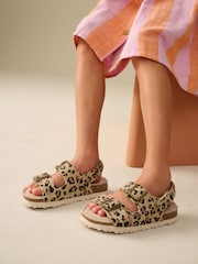 Animal Printed Standard Fit (F) Touch Fastening Strap Corkbed Sandals - Image 2 of 2